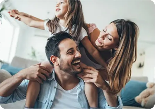 Family reviewing health insurance plans together
